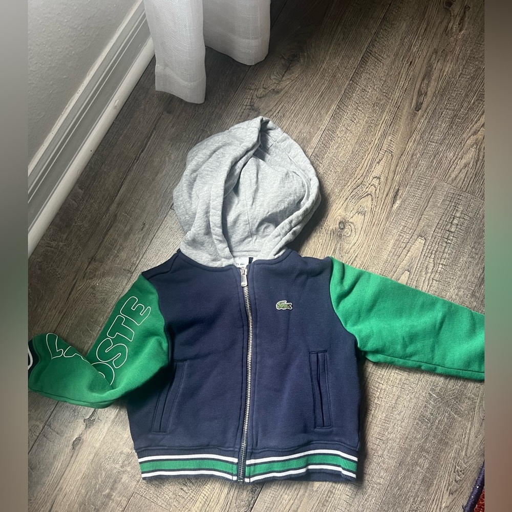 Lacoste Green and Blue Color-Blocked Hoodie - Picture 2 of 4